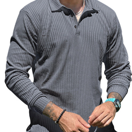 New Men's Lapel Long Sleeve T-Shirt Slim Fit Sports Lapel Polo Shirt