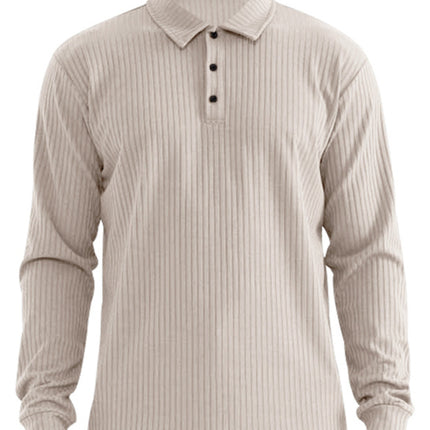 New Men's Lapel Long Sleeve T-Shirt Slim Fit Sports Lapel Polo Shirt