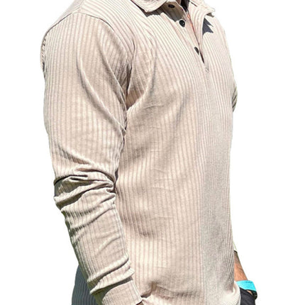 New Men's Lapel Long Sleeve T-Shirt Slim Fit Sports Lapel Polo Shirt