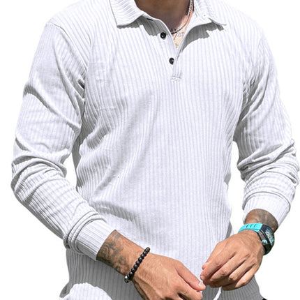 New Men's Lapel Long Sleeve T-Shirt Slim Fit Sports Lapel Polo Shirt