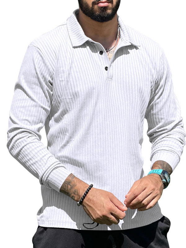 New Men's Lapel Long Sleeve T-Shirt Slim Fit Sports Lapel Polo Shirt