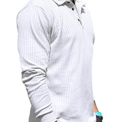 New Men's Lapel Long Sleeve T-Shirt Slim Fit Sports Lapel Polo Shirt