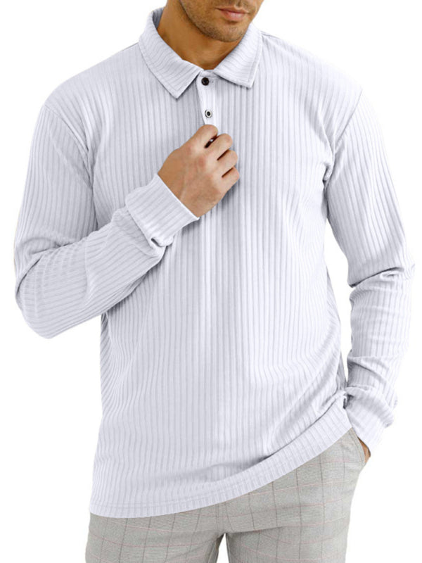 New Men's Long Sleeve T-Shirt Long Sleeve Lapel Polo Shirt