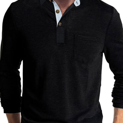 New Men's Long Sleeve Lapel Bottoming POLO Shirt Top