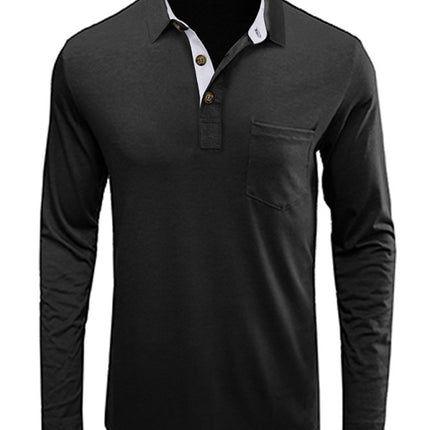New Men's Long Sleeve Lapel Bottoming POLO Shirt Top