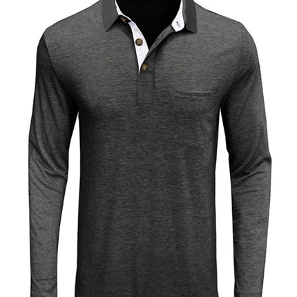 New Men's Long Sleeve Lapel Bottoming POLO Shirt Top