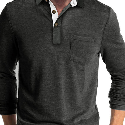 New Men's Long Sleeve Lapel Bottoming POLO Shirt Top