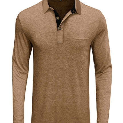 New Men's Long Sleeve Lapel Bottoming POLO Shirt Top