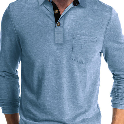 New Men's Long Sleeve Lapel Bottoming POLO Shirt Top