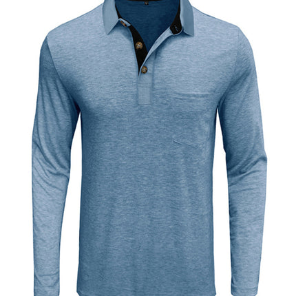 New Men's Long Sleeve Lapel Bottoming POLO Shirt Top