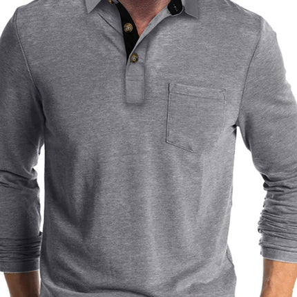 New Men's Long Sleeve Lapel Bottoming POLO Shirt Top