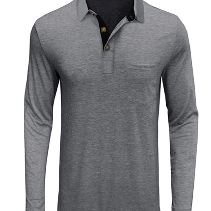 New Men's Long Sleeve Lapel Bottoming POLO Shirt Top