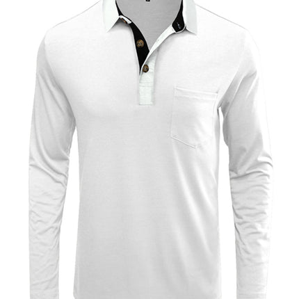 New Men's Long Sleeve Lapel Bottoming POLO Shirt Top