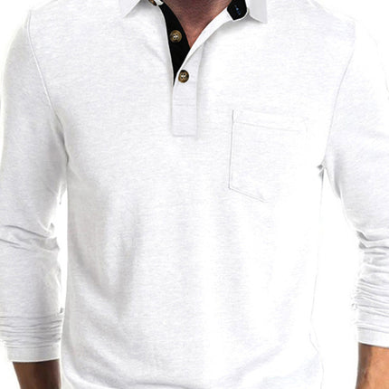 New Men's Long Sleeve Lapel Bottoming POLO Shirt Top