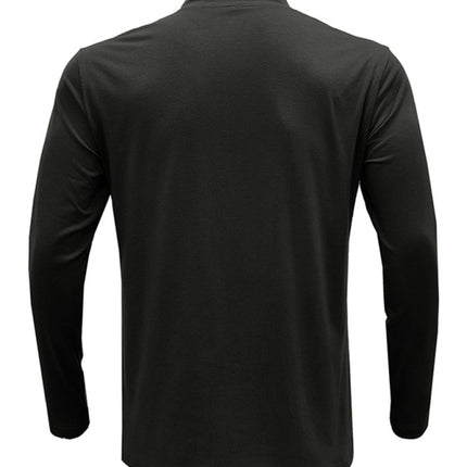 New Men's Long Sleeve Stand Collar Pullover Zip Polo Shirt