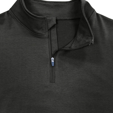 New Men's Long Sleeve Stand Collar Pullover Zip Polo Shirt