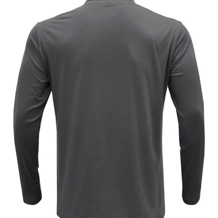 New Men's Long Sleeve Stand Collar Pullover Zip Polo Shirt