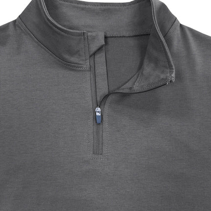 New Men's Long Sleeve Stand Collar Pullover Zip Polo Shirt