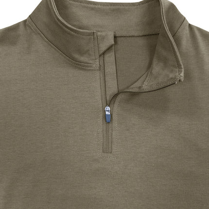 New Men's Long Sleeve Stand Collar Pullover Zip Polo Shirt