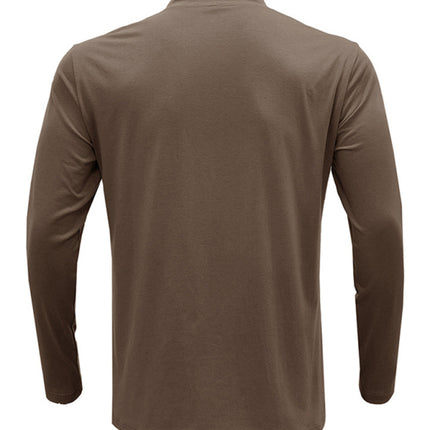 New Men's Long Sleeve Stand Collar Pullover Zip Polo Shirt