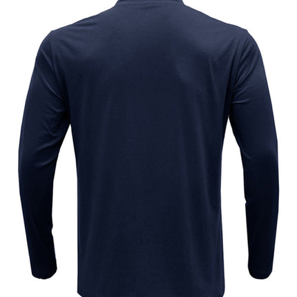 New Men's Long Sleeve Stand Collar Pullover Zip Polo Shirt