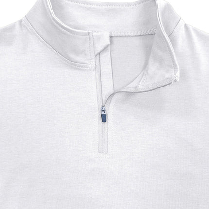 New Men's Long Sleeve Stand Collar Pullover Zip Polo Shirt