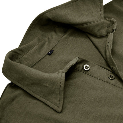 Men's Lapel Polo Solid Color Long Sleeve Polo Shirt