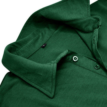 Men's Lapel Polo Solid Color Long Sleeve Polo Shirt