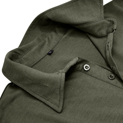 Men's Lapel Polo Solid Color Long Sleeve Polo Shirt