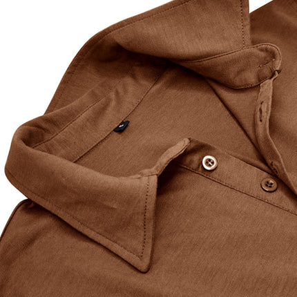 Men's Lapel Polo Solid Color Long Sleeve Polo Shirt