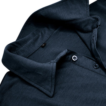 Men's Lapel Polo Solid Color Long Sleeve Polo Shirt