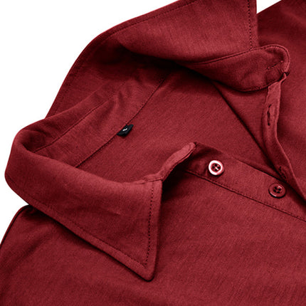 Men's Lapel Polo Solid Color Long Sleeve Polo Shirt