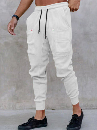 Men's new sports pants, loose legged, multi-pocket casual trousers