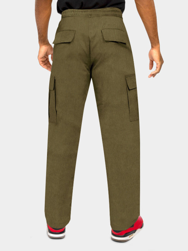 Men's new corduroy workwear loose multi-pocket casual straight trousers