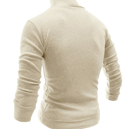 Men's Solid Color Turtleneck Long Sleeve T-Shirt