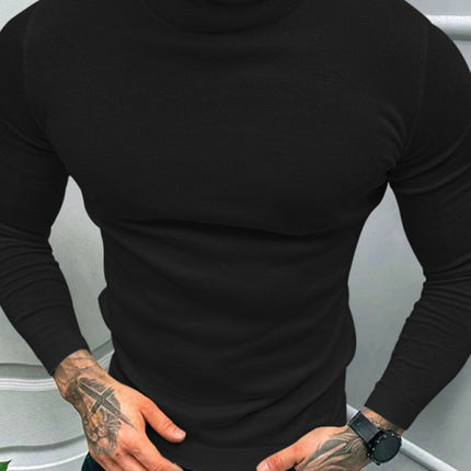 Men's Solid Color Turtleneck Long Sleeve T-Shirt