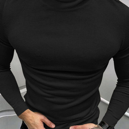 Men's Solid Color Turtleneck Long Sleeve T-Shirt