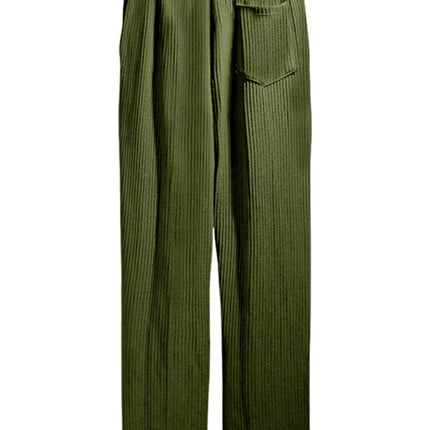 Men's casual trousers, loose straight trousers, drapey striped high-waisted wide-leg trousers