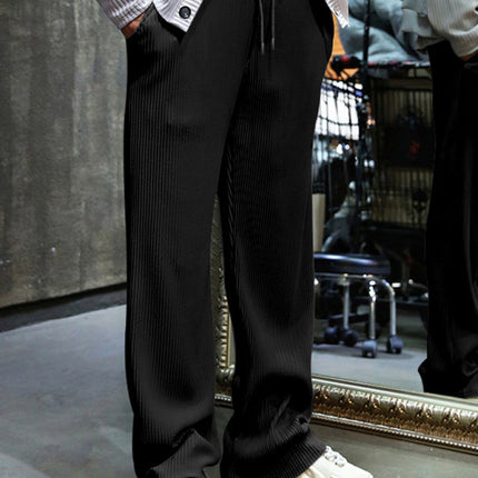 Men's casual trousers, loose straight trousers, drapey striped high-waisted wide-leg trousers