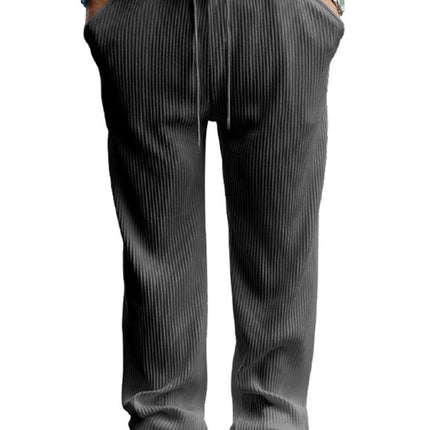 Men's casual trousers, loose straight trousers, drapey striped high-waisted wide-leg trousers
