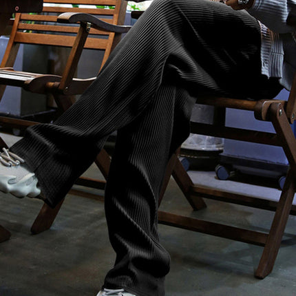 Men's casual trousers, loose straight trousers, drapey striped high-waisted wide-leg trousers