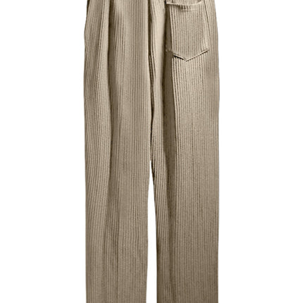 Men's casual trousers, loose straight trousers, drapey striped high-waisted wide-leg trousers