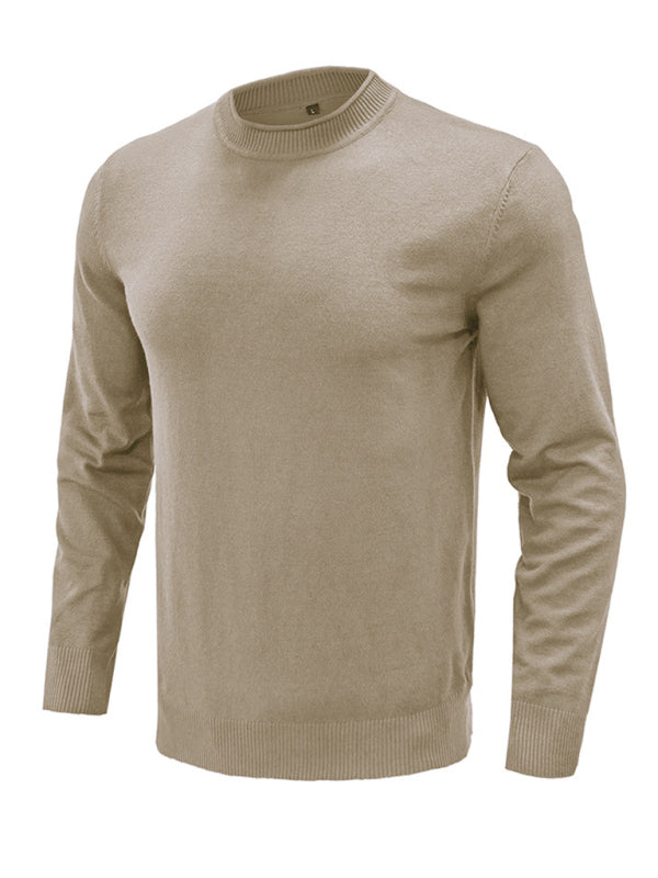 Men's new solid color long sleeve sweater