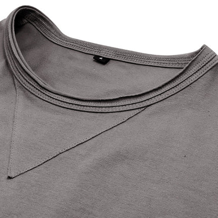 Men's new solid color round neck long sleeve cotton t-shirt