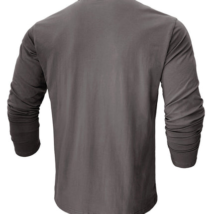 Men's new solid color round neck long sleeve cotton t-shirt