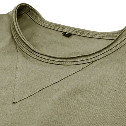 Men's new solid color round neck long sleeve cotton t-shirt