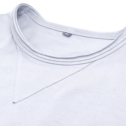 Men's new solid color round neck long sleeve cotton t-shirt