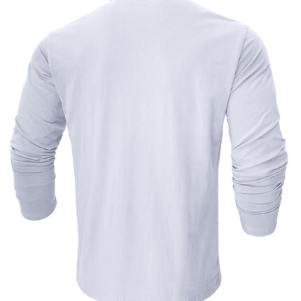 Men's new solid color round neck long sleeve cotton t-shirt