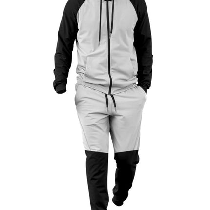 Men's new hooded sweatshirt with contrasting color casual sports suit