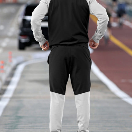 Men's new hooded sweatshirt with contrasting color casual sports suit